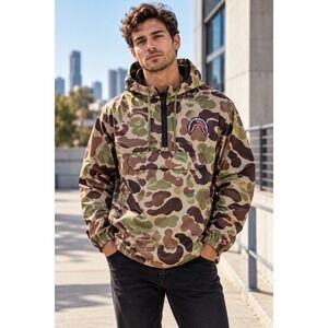 Hudson Outerwear Men's 2X Camo Shark Mouth Anorak Hooded Pullover Jacket